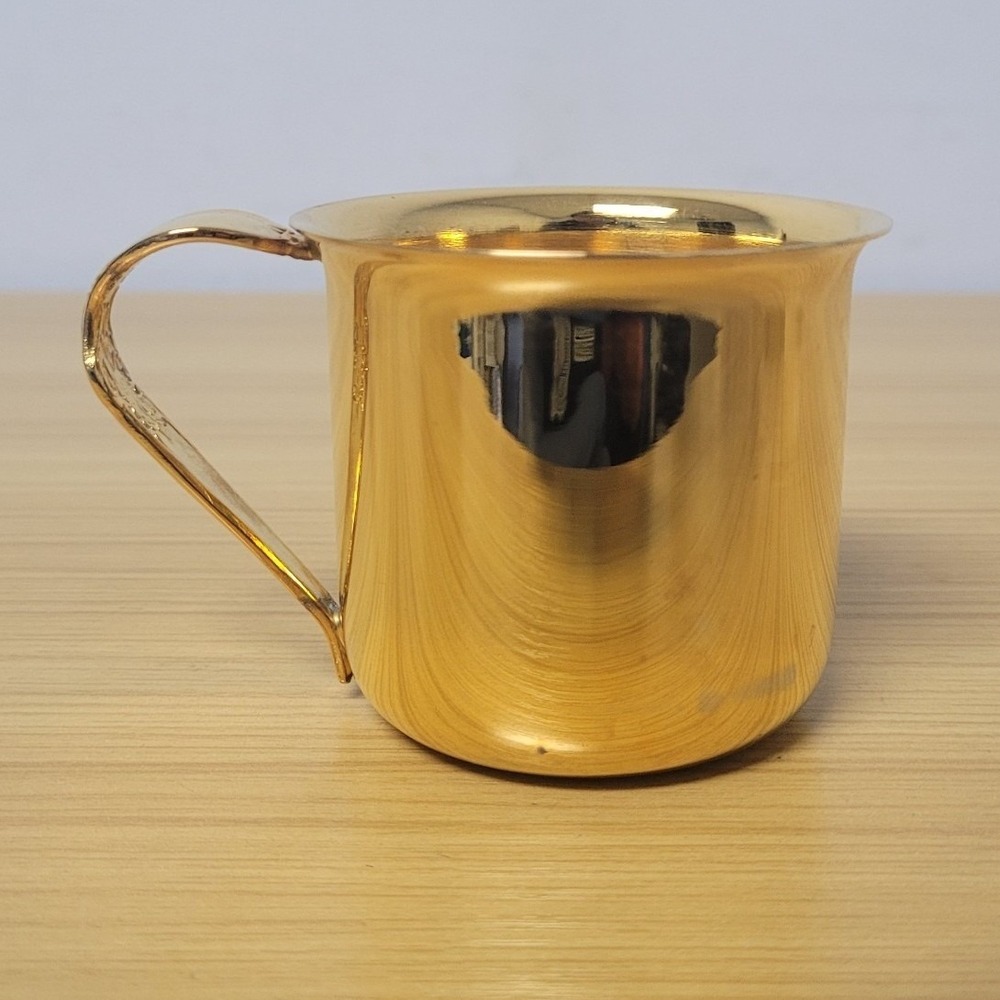International Silver Company Gold Plated Baby Cup with Handle Vintage